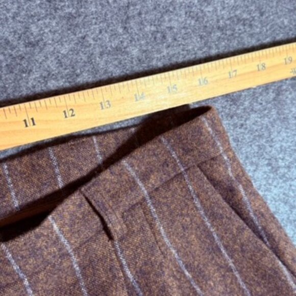 Rouje Paris Womens Straight Wide Leg Wool Trouser Pant Brown Stripe Sz 44 US 12 - Picture 6 of 12